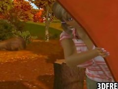 In this 3D game play these is a big tit blonde camper
