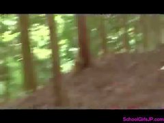 Busty Schoolgirl Giving Blowjob For Guy In The Forest