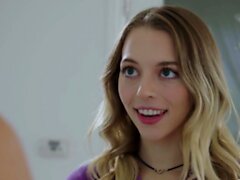 Big tits babe London River fingers Lily Larimars teen pussy