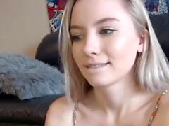 Blonde teen with big boobs and oil on her sex