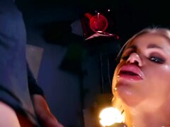 Gorgeous blonde Jessa Rhodes gagging on a cock