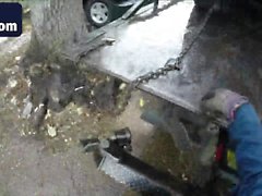 Blonde milf car blowjob sucking parking lot
