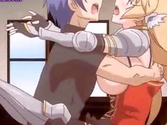 Busty anime blonde getting jizzload