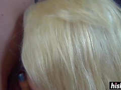 Blonde hottie makes a guy cum