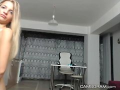 Excited Big-Titted Blonde Plays With Her Pussyon Cam