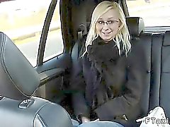 Busty blonde cunt licked and fucked in faketaxi
