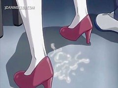 Excited anime blonde fucked hard from back squirts loads