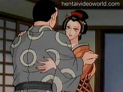 Cartoon geisha worships cock sensually