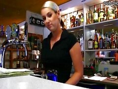 Big boobs bartender chick fucked at work