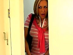 MILF caught guy fucking her girlfriend in the bedroom