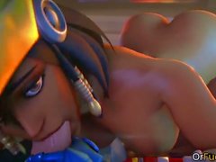 Overwatch Pharah sex lessons in threesome drilling