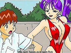 Busty hentai redhead gives BJ in sixtynine and gets fucked