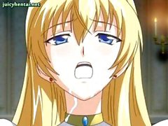 Busty blonde anime princess gets her ass drilled by monster