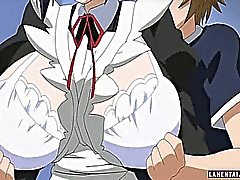 Big titted hentai maid gets her tight butt pumped