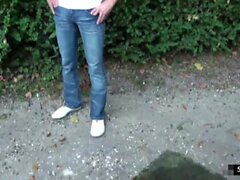 Elo takes anal in public garden