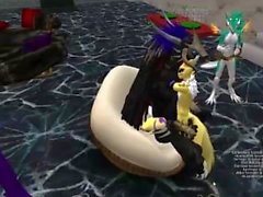 Renamon in Makelove with a black draconians in club