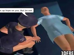 This sexy big tit 3D prison guard babe gets her tits felt up