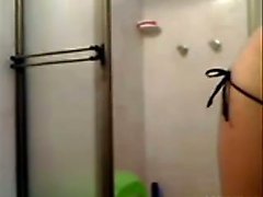 Big Tit Latin Babe Teases on Bathroom