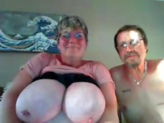 granny with big boobs has fun