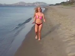 Bouncing Titties Running On Beach