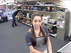 Coed posed on camera and fucked at the pawnshop for cash