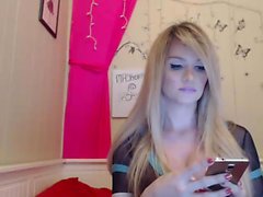 Orgasm of blonde Teen with big boobs