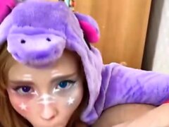 Unicorn Costume Stepsister Sucking Dick