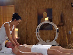 Massage Rooms Oily cock massage with hot Romanian