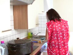 German natural tits mature housewife masturbate in kitchen